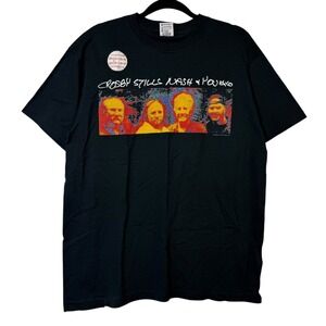 Vintage Crosby Stills Nash Young Band Tour 2000 T-Shirt Sz L Anvil